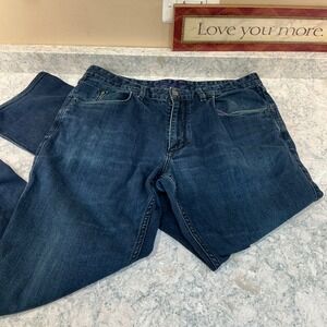 Robert Graham Jeans Straight Leg 36 Dark Wash Blue Embroidered Detail Luxury